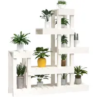 vidaXL Support à plantes Blanc 92x25x97 cm Bois massif de pin
