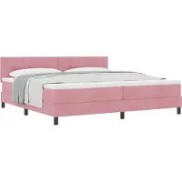 vidaXL Lit boxspring avec tête de lit rose 200 x 200 cm velours