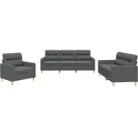 vidaXL Ensemble de canapés 3 pièces avec coussins Tissu gris foncé