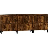 vidaXL Sideboards 3 pcs. Chêne fumé 60x35x70 cm Bois composite