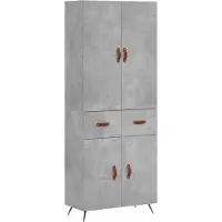 vidaXL Highboard gris béton 69,5x34x180 cm Bois composite
