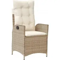 vidaXL Fauteuil de jardin avec coussin Réglable Beige Poly Rattan