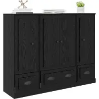 vidaXL Meuble haut, 3 pièces, imitation chêne noir, 132 x 35,5 x 103,5 cm