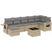 vidaXL Ensemble de jardin canapé 8 pièces avec coussins Beige Poly Rattan