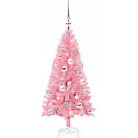 vidaXL Sapin de Noël avec 150 LED avec support Rose 120 cm PVC
