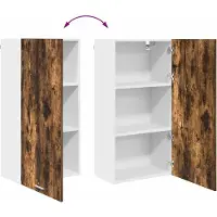vidaXL Armoire suspendue Riga Chêne fumé et Blanc 50 x 31 x 100 cm