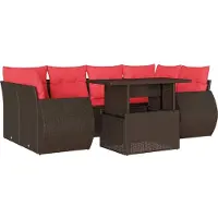 vidaXL Ensemble de 7 canapés de jardin avec coussins, marron, polyrattan