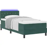 vidaXL LED Lit boxspring avec matelas vert foncé 90 x 200 cm velours