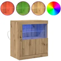 vidaXL Buffet LED marron 60,5 x 37 x 67 cm Matériau dérivé du bois