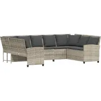 vidaXL Canapé de jardin avec coussins gris clair Poly rotin
