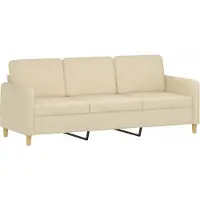 vidaXL Canapé à 3 places Crème 180 cm Tissu