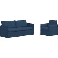 vidaXL Ensemble de canapés , 2 pièces, bleu, 196 x 82 x 85 cm, tissu