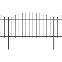 vidaXL Clôture de jardin avec fer de lance Acier 537 x 150 cm Noir