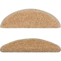 vidaXL Tapis d'escalier 10 pièces 56 x 17 x 3 cm Crème Demi-rond
