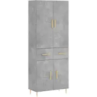 vidaXL Highboard gris béton 69,5x34x180 cm Bois composite