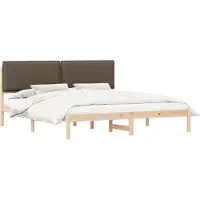 vidaXL Cadre de lit avec tête de lit rembourrée taupe 180 x 200 cm