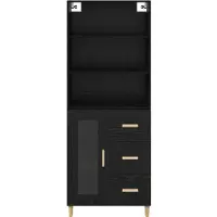 vidaXL Buffet haut noir aspect chêne 69,5 x 32,5 x 180 cm