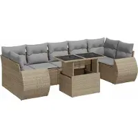 vidaXL Ensemble de jardin canapé 8 pièces avec coussins Beige Poly Rattan