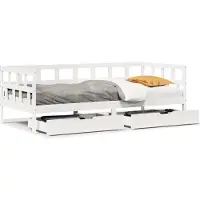 vidaXL Lit de jour avec tiroirs blanc 90x200 cm pin