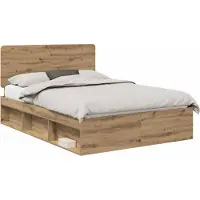 vidaXL Cadre de lit avec tête de lit artisanale en chêne 140 x 190 cm