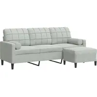 vidaXL Canapé à 3 places avec repose-pieds Gris clair 180 cm Velours