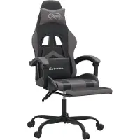 vidaXL Chaise de jeu avec repose-pieds Noir et gris Similicuir