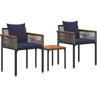 vidaXL Ensemble de mobilier de jardin avec coussins, gris et bleu marine, en polyrotin