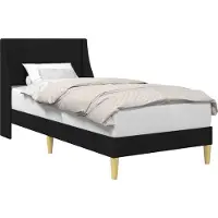 vidaXL Cadre de lit uni avec tête de lit, noir, 90 x 200 cm, tissu