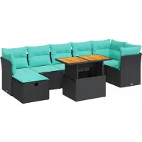 vidaXL Ensemble de jardin canapé 8 pièces avec coussins Gris Poly rotin Acacia