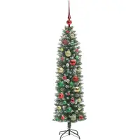 vidaXL Arbre de Noël artificiel slim avec 150 LED Vert et blanc 120 cm