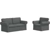 vidaXL Ensemble de canapés, 2 pièces, gris foncé, revêtement en tissu