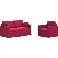 vidaXL Ensemble de canapé 2 pièces, couleur vin, en velours