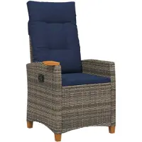 vidaXL Chaise longue avec plateau 62 x 64 x 112 cm Poly-rotin