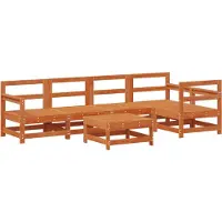 vidaXL Ensemble de salon de jardin , 6 pièces, couleur marron cire, en bois de pin massif