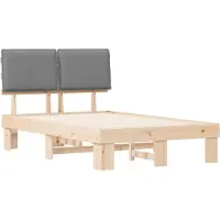 vidaXL Cadre de lit avec tête de lit rembourrée gris clair 120 x 190 cm