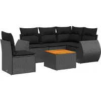 vidaXL Salon de jardin 6 pcs avec coussins noir résine tressée