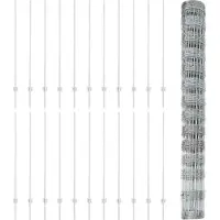 vidaXL Clôture de jardin avec poteaux, 50 x 1,4 m, acier galvanisé, argent, maille