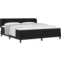 vidaXL Lit boxspring avec tête de lit noir 180 x 200 cm Tissu