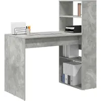 vidaXL Bureau , béton gris, panneaux de particules, 113 x 54 x 120 cm