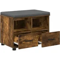 vidaXL Banc d'entrée avec coussin Chêne fumé 60 x 38 x 46 cm