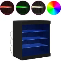 vidaXL LED-Sideboard noir imitation chêne 60,5 x 37 x 67 cm