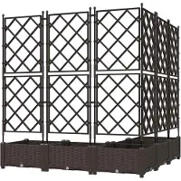 vidaXL Bac à fleurs avec Treillis 5 pcs Marron 120 x 120 x 125.5 cm PP