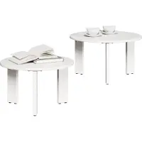 vidaXL Table Basse 2 Pcs Blanc 47.5 X 47.5 X 27 Cm Lumarko !