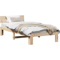 vidaXL Cadre de lit avec tête de lit Naturel 100 x 200 cm Pin massif