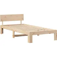 vidaXL Cadre de lit avec tête de lit naturelle 90 x 200 cm Pin massif
