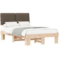vidaXL Cadre de lit avec tête de lit rembourrée taupe 120 x 190 cm