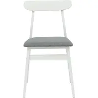 vidaXL - 2 chaises de salle à manger, bois massif d'hévéa, blanches et grises