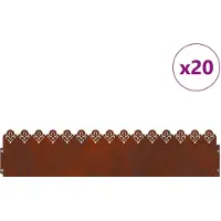 vidaXL Bordure de pelouse 20 pcs Rouille 103 x 0,05 x 22 cm Acier résistant aux intempéries