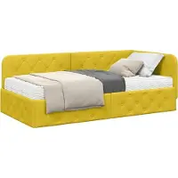 vidaXL Cadre de lit d'angle jaune 100 x 200 cm Velours