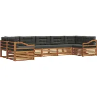 vidaXL Ensemble de canapés d'extérieur avec coussins 7 pièces Nature et Anthracite